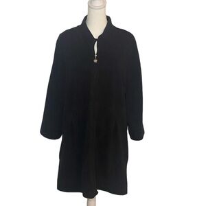 Sport Savvy Black Long Coat. Full Zip. 3/4 Sleeves. Size XL. Sweatshirt Material